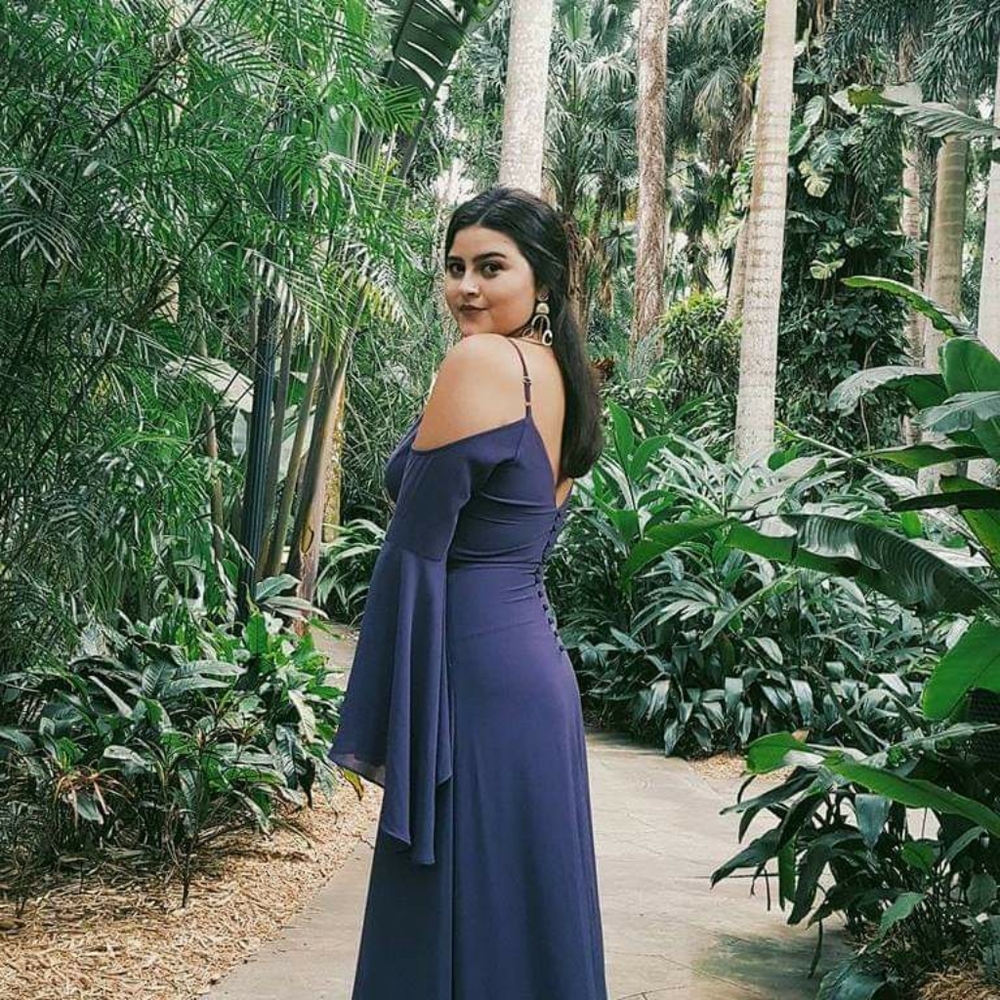 Lulu's purple cold shoulder maxi dress- Medium
